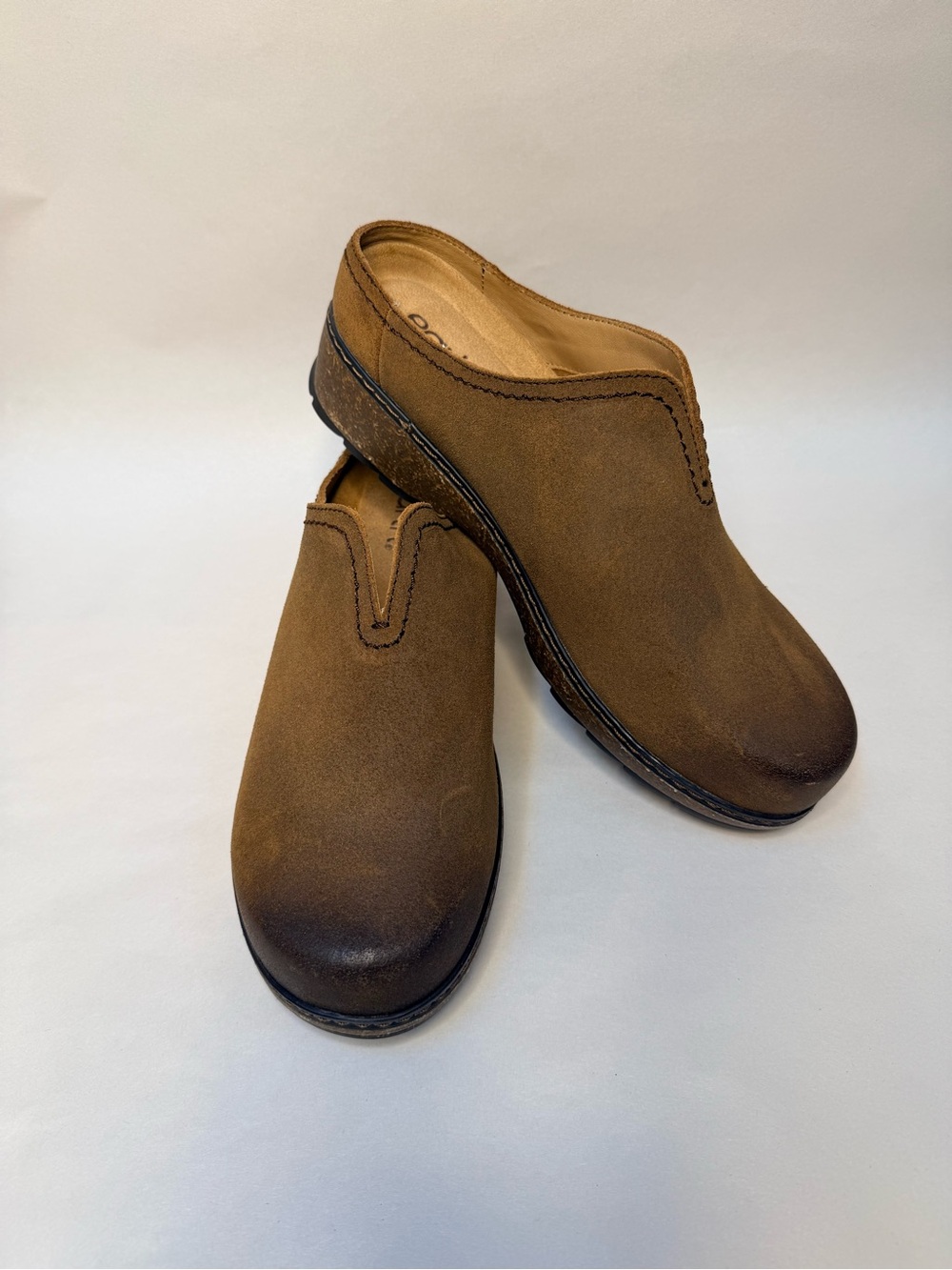 Earth Kolia Clogs Brown Leather Slip On Slides Shoes Womens 9 Wide Comfort